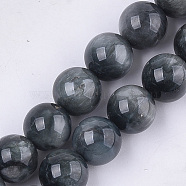 Natural Hawk's Eye Beads Strands, Eagle Eye Stone, Grade A, Round, 10mm, Hole: 1mm, about 18~20pcs/strand, 7.4 inch(G-S333-10mm-027)