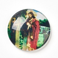 Glass Cabochons, Half Round/Dome with Jesus, For Easter, Colorful, 25x6~6.5mm(GLAA-WH0012-23)