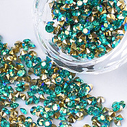 Eco-Friendly Pointed Back Resin Rhinestones, Back Plated and AB Color Plated, Diamond Shape, Blue Zircon AB, 3mm, about 14400pcs/bag(CRES-R120-3mm-AB-03)