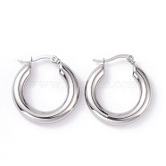 304 Stainless Steel Chunky Hoop Earrings for Women, Stainless Steel Color, 27.5x26.5x5mm, Pin: 0.8mm(EJEW-G298-09P)