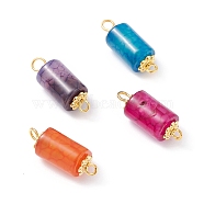 Natural Multi-Color Agate Link Connectors, with Alloy Daisy Spacer Beads and Iron Eye Pin, Golden, Column, 22x8mm, Hole: 1.6~2.3mm(PALLOY-JF01085)