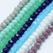 Glass Beads Strands, Faceted, Rondelle, Mixed Color, 4x3mm, Hole: 0.8mm, about 130pcs/strand, 15.5 inch~15.7 inch(39.5cm~40cm)(GLAA-E395-01-4mm)