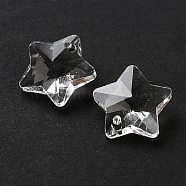 Transparent Glass Pendants, Faceted, Star Charms, Clear, 13x13.5x7mm, Hole: 1mm(GLAA-P037-04-16)