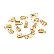 Brass Folding Crimp Ends, Fold Over Crimp Cord Ends, Golden, 8x4mm, Hole: 1mm(X-KK-P031-05G)