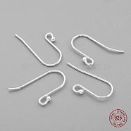 Sterling Silver Earring Hooks, Silver, 20x11mm, Hole: 2mm, 21 Gauge, Pin: 0.7mm(STER-G011-05)