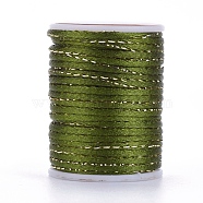 Polyester Cord, with Gold Metallic Cord, Chinese Knotting Cord, Olive Drab, 1.5mm, about 4.37 yards(4m)/roll(OCOR-G006-01-1.5mm-06)