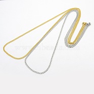 304 Stainless Steel Curb Chain Necklaces, with Lobster Claw Clasps, Mixed Color, 29.5 inch(74.9cm)(STAS-O037-95)