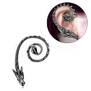 Alloy Dragon Stud Earrings, Climber Wrap Around Earrings for Men Women, Antique Silver, 58x46x10mm, Pin: 0.8mm(EJEW-C046-04AS)