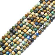 Natural Chrysocolla and Lapis Lazuli Beads Strands, Round, 6mm, Hole: 0.8mm, about 63pcs/strand, 15.55 inch(39.5cm)(G-F715-105A)