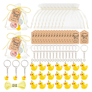 AHADERMAKER DIY Duck Keychain Making Kit, Including Resin Pendants, Iron Split Key Rings & Jump Rings, Nylon Thread, Yellow(DIY-GA0003-98)