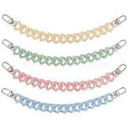 8Pcs 4 Colors Acrylic Boot Strap Chains, with Alloy Swivel Clasps, Heart, Mixed Color, 250mm, 2pcs/color(FIND-GO00003)