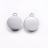 304 Stainless Steel Pendant Cabochon Settings, Plain Edge Bezel Cups, Flat Round, Stainless Steel Color, Tray: 25mm, 30x26.5x1mm, Hole: 2mm(STAS-T008-128)