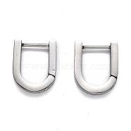 304 Stainless Steel Huggie Hoop Earrings, U Shape, Stainless Steel Color, 15x12.5x3mm, Pin: 1mm(STAS-J033-12B-P)