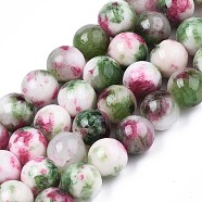 Natural Dyed Persian Jade Gemstone Bead Strands, Round, Camellia, 8mm, Hole: 1mm, about 50pcs/strand, 15.7 inch(X-G-R271-8mm-XP06)