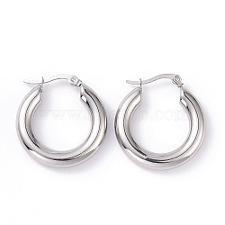 Non-Tarnish 304 Stainless Steel Chunky Hoop Earrings for Women, Stainless Steel Color, 27.5x26.5x5mm, Pin: 0.8mm(EJEW-G298-09P)