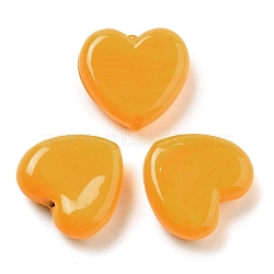 Heart Handmade Lampwork Beads, Orange, 19.5x20.5x6.5mm, Hole: 1.8mm(LAMP-U003-01C)