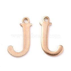 Ion Plating(IP) 304 Stainless Steel Alphabet Charms, Rose Gold, Letter.J, 12x7x1mm, Hole: 1mm(STAS-H122-J-RG)