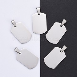 304 Stainless Steel Big Pendants, Manual Polishing, Blank Stamping Tags, Rectangle, Stainless Steel Color, 28x18x1.8mm(STAS-I140-19H-S)