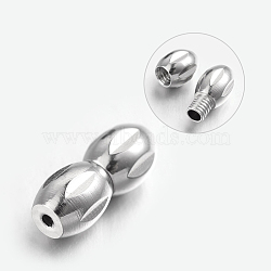 304 Stainless Steel Screw Clasps, Oval, Stainless Steel Color, 12x5mm, Hole: 0.7mm(X-STAS-L135-02)