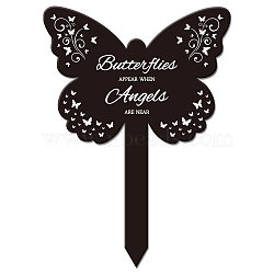 Acrylic Garden Stake, Ground Insert Decor, for Yard, Lawn, Garden Decoration, Butterfly with Memorial Words, Butterfly, 205x145mm(AJEW-WH0364-008)