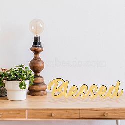 Wood & Acrylic Display Decorations, for Home Desktop Decorations, Word Blessed, 101x380x12.5mm(DJEW-WH0059-001)