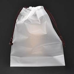 Plastic Frosted Drawstring Bags, Rectangle, None Pattern, 20x16x0.02~0.2cm(ABAG-M003-01A-04)