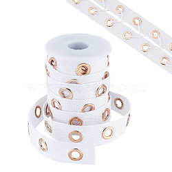 Elite 10 Yards Cotton Ribbons with Brass Eyelet Rings, for Garment Accessories, with Plastic Spools, White, 1 inch(25mm)(OCOR-PH0002-18B)