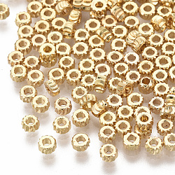 Brass Beads, Nickel Free, Rondelle, Twist, Real 18K Gold Plated, 4x2mm, Hole: 1.6mm(X-KK-T063-001A-NF)