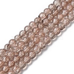 Crackle Glass Beads Strands, Round, Tan, 4mm, Hole: 1.1~1.3mm, about 200pcs/strand, 31.4 inch(CCG-Q001-4mm-07)