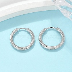 304 Stainless Steel Twist Hoop Earrings for Women, Stainless Steel Color, 15x2.5mm(EJEW-A130-02A-P)