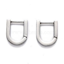 304 Stainless Steel Huggie Hoop Earrings, U Shape, Stainless Steel Color, 15x12.5x3mm, Pin: 1mm(STAS-J033-12B-P)
