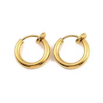 Ion Plating(IP) 304 Stainless Steel Clip-on Earrings, For Non-pierced Ears, Real 18K Gold Plated, 12x2mm