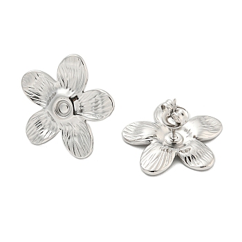 304 Stainless Steel Earring Findings, Flower, Platinum, 20.5x22mm