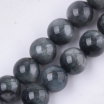 Natural Hawk's Eye Beads Strands, Eagle Eye Stone, Grade A, Round, 10mm, Hole: 1mm, about 18~20pcs/strand, 7.4 inch