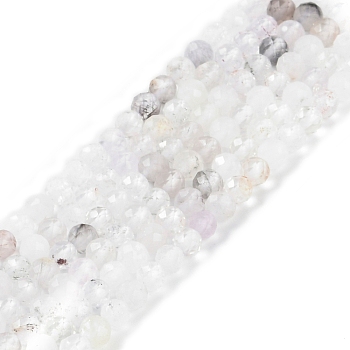 Faceted Round Natural Quartz Crystal Bead Strands, 4mm, Hole: 1mm, about 93pcs/strand, 15.5 inch