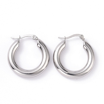 304 Stainless Steel Chunky Hoop Earrings for Women, Stainless Steel Color, 27.5x26.5x5mm, Pin: 0.8mm