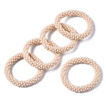 Faceted Opaque Glass Beads Stretch Bracelets, Torsade Bracelets, Random Color Rope, Rondelle, Blanched Almond, Inner Diameter: 2 inch(5cm)