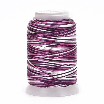 5 Rolls 12-Ply Segment Dyed Polyester Cords, Milan Cord, Round, Dark Orchid, 0.4mm, about 71.08 Yards(65m)/Roll