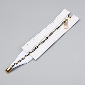 PU Leather Zipper Sewing Accessories, for DIY Woven Bag Hardware Accessories, White, 25.4x5.3x0.95cm
