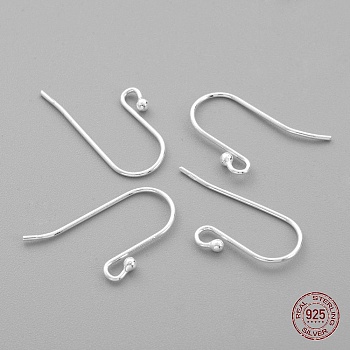Sterling Silver Earring Hooks, Silver, 20x11mm, Hole: 2mm, 21 Gauge, Pin: 0.7mm