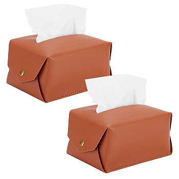 Foldable PVC Imitation Leather Tissue Storage Bags, Rectangle, Paper Towel Case Container Organizer, Brown, Finished Product: 185x110x83mm