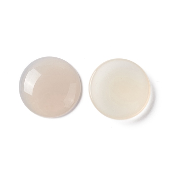 Natural White Agate Cabochons, Grade A, Flat Round, 21.5x5mm