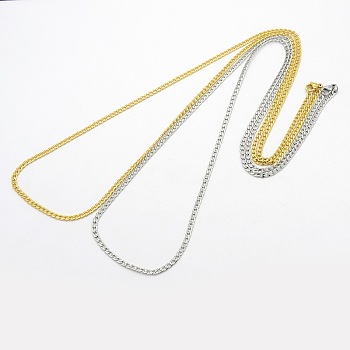 304 Stainless Steel Curb Chain Necklaces, with Lobster Claw Clasps, Mixed Color, 29.5 inch(74.9cm)