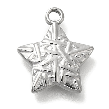 Ocean Theme Anti-Tarnish 304 Stainless Steel Pendants, Stainless Steel Color, Starfish, 14.5x12.5x2.5mm, Hole: 1.6mm