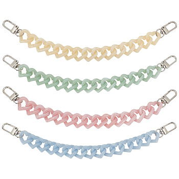 8Pcs 4 Colors Acrylic Boot Strap Chains, with Alloy Swivel Clasps, Heart, Mixed Color, 250mm, 2pcs/color