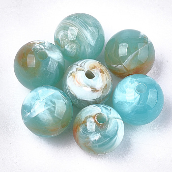 Acrylic Beads, Imitation Gemstone Style, Round, Sky Blue, 11.5~12x11mm, Hole: 2mm, about 540pcs/500g