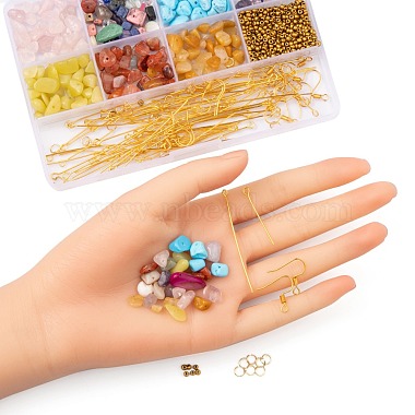 DIY Mixed Stone Chip Beads Earrings Making Kit(DIY-FS0002-38)-4