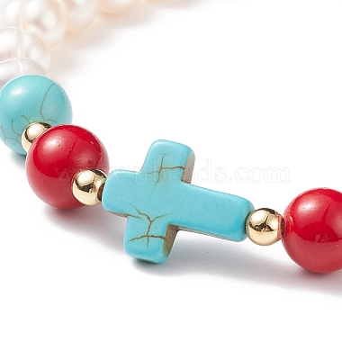 Croix turquoise synthétique (teinte)(BJEW-TA00161)-4
