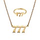 Angel Number Pendant Necklace & Open Cuff Ring(JX201A)-1