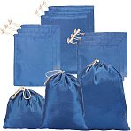 18Pcs 3 Style Satin Storage Bag, Drawstring Bag, with Plastic Golden Plated Button & Polyester Cord, Rectangle, Medium Blue, 14.5~30x14.3~22.5x0.3~0.45cm, 6Pcs/style(ABAG-NB0001-36)